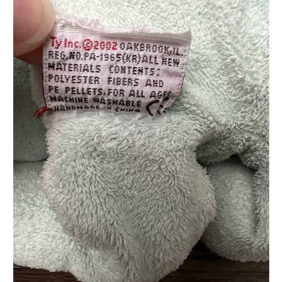 Vintage 2002 Ty Pluffies Tylux Grins Frog Mint Green Pink Plush - Picture 5 of 6